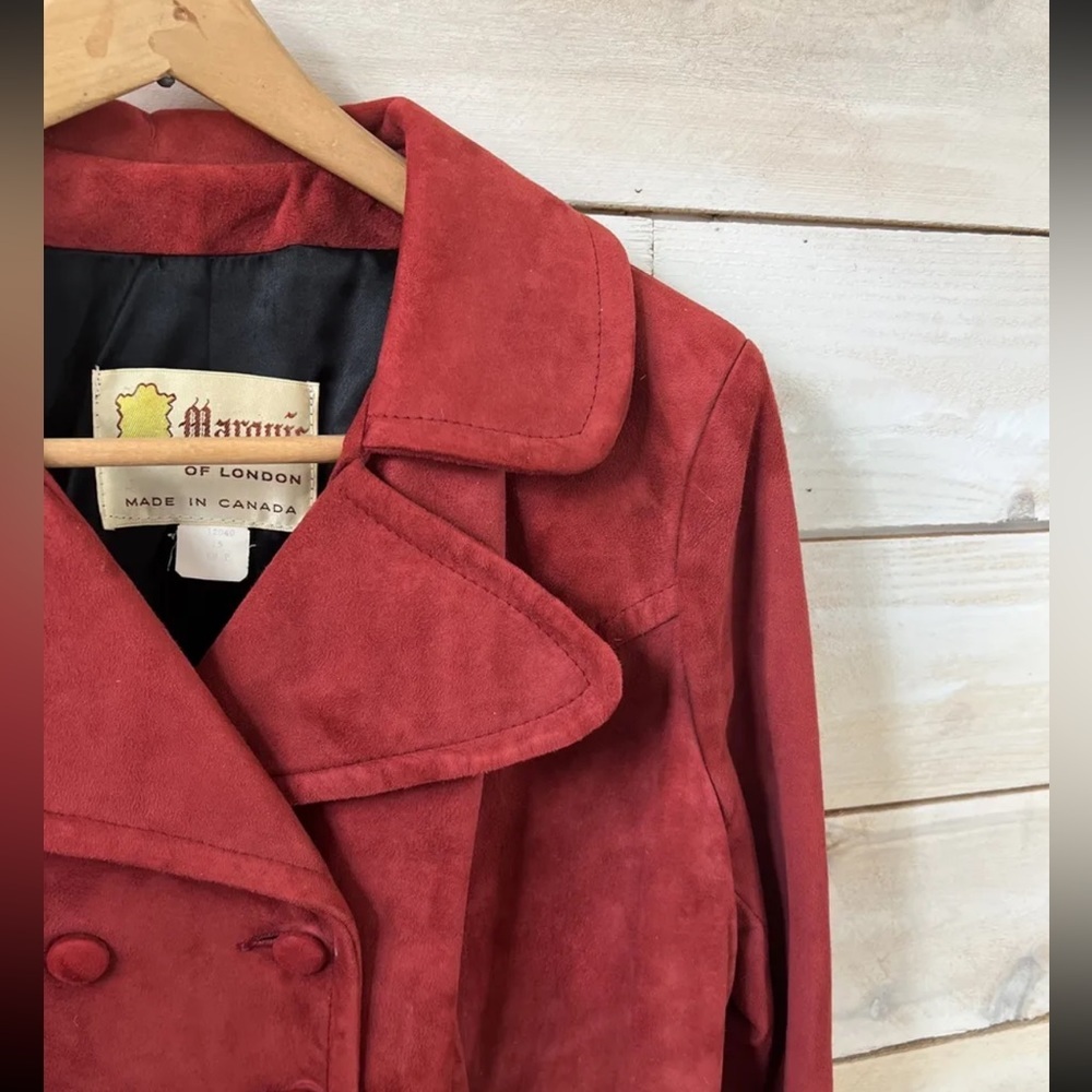 VTG 70s Marquis of London Made in Canada Suede Leather Jacket Red Sz M - Picture 2 of 5